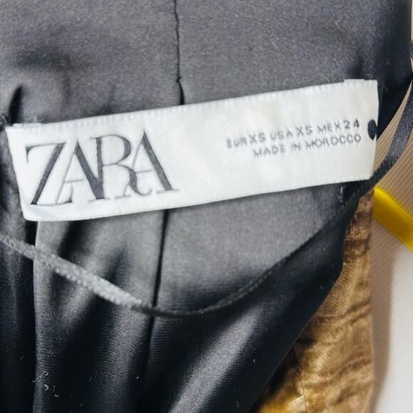 Zara Olive and Brown Tie Dye Velvet Coat - Picture 4 of 9